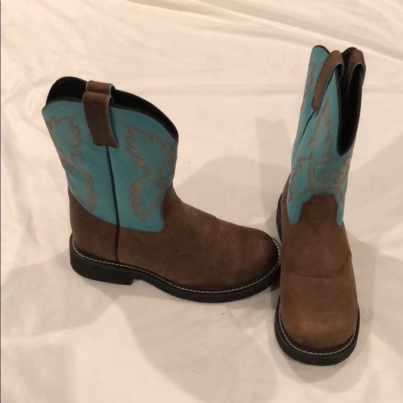 Shoes - Teal leather cowboy boots